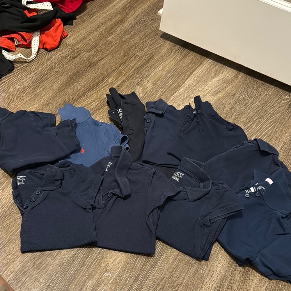 Lot of 10 Kids Navy Blue Polo uniform Shirts size 5